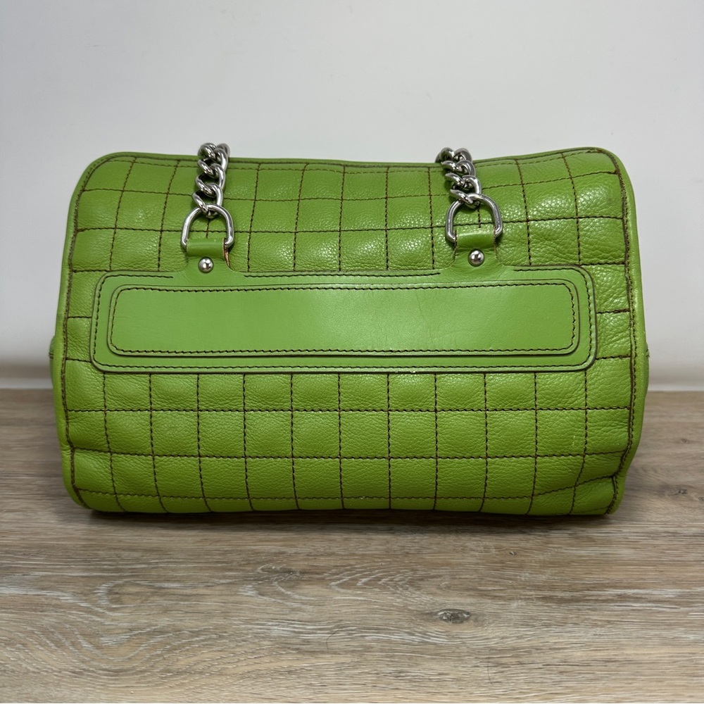 Y2K Handbag Lime Green Maxx New York Twee Faux Leather Quilted Pattern